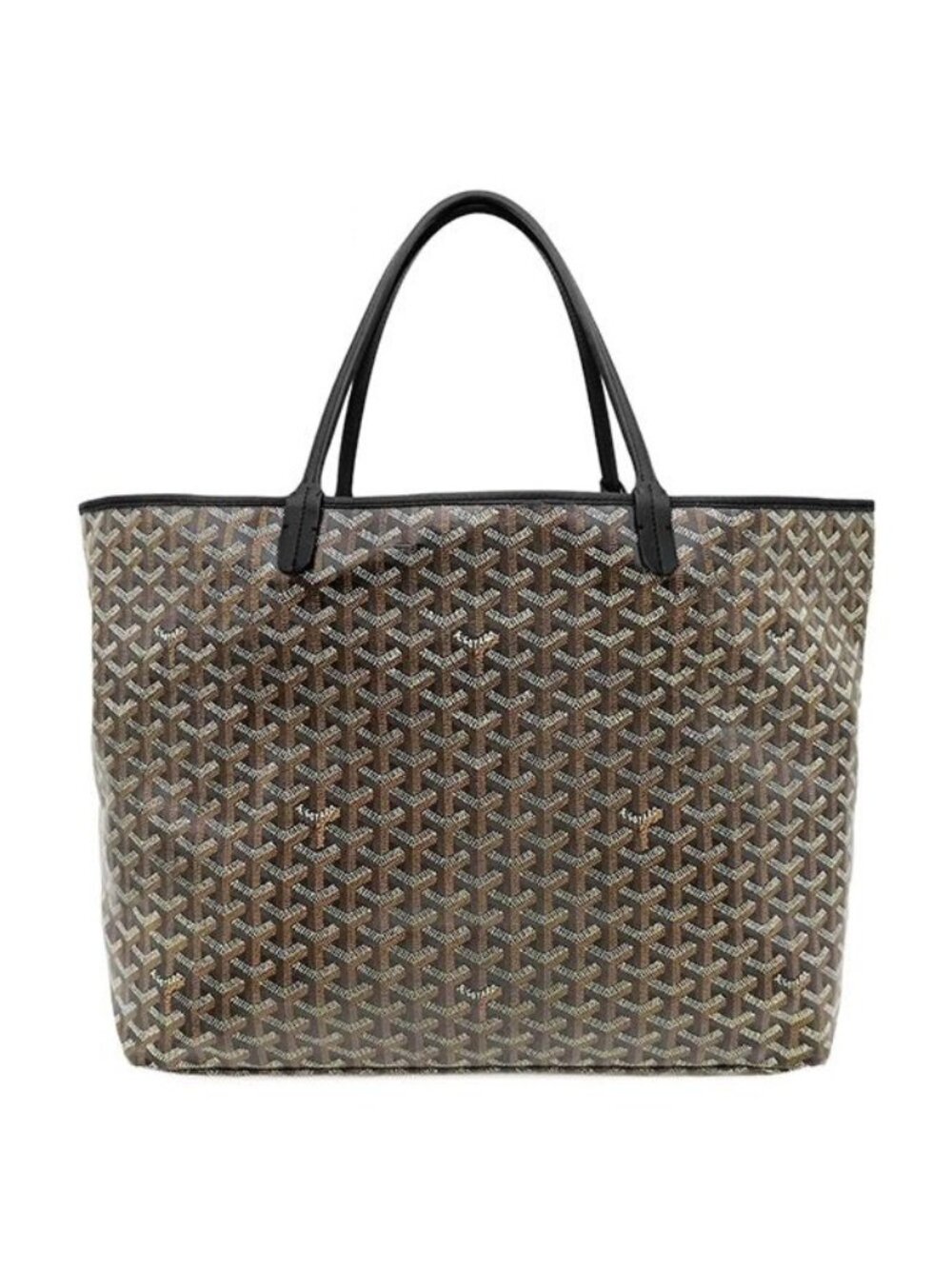 Goyard Tote Bag Saint Louis GM Canvas Din Chevroche Black Silver Reversible